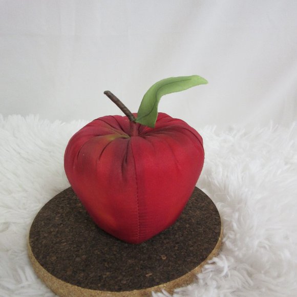 Vintage Apple Fabric Plush Christmas Decoration Red Satin The Broadway - Picture 4 of 7